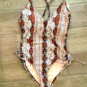 Kona Sol Snakeskin Swim Suit Small NWT